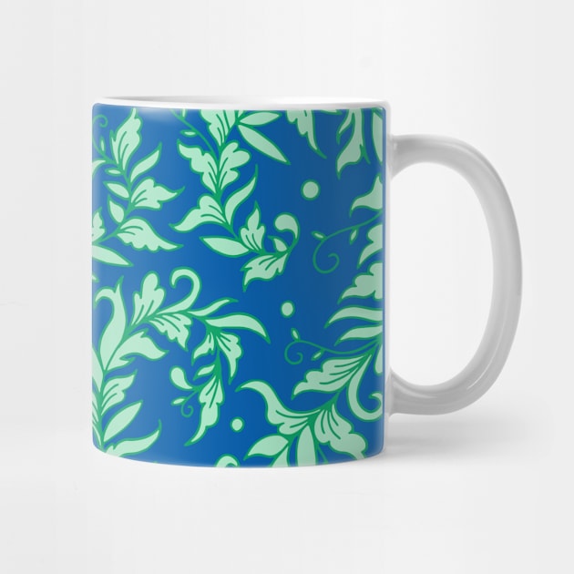 Lacy Leaves Green and Blue by HLeslie Design